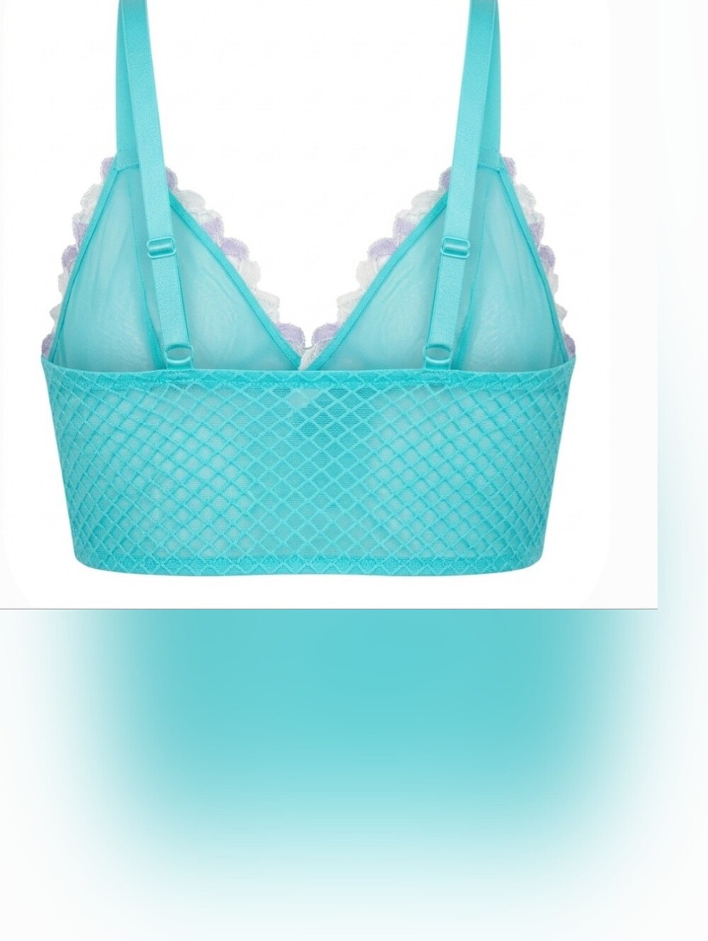 Floral Lace Wireless Bra - Aqua - Picture 3 of 3